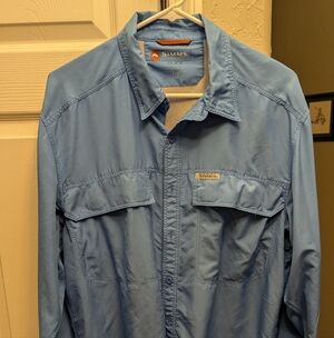 Simms Button Down Fishing Guide Series Outdoor Shirt Sz Lg